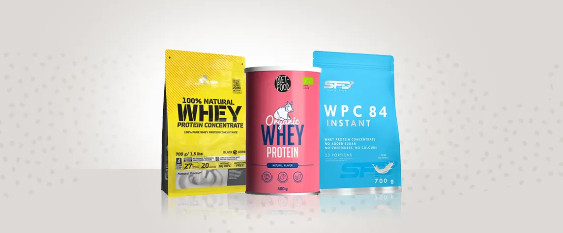 r&oacute;żne rodzaje odżywek białkowych w proszku