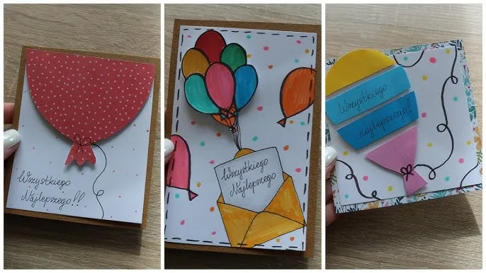 inspiracje kartki urodzinowe dla dzieci, pomysły na kartki DIY