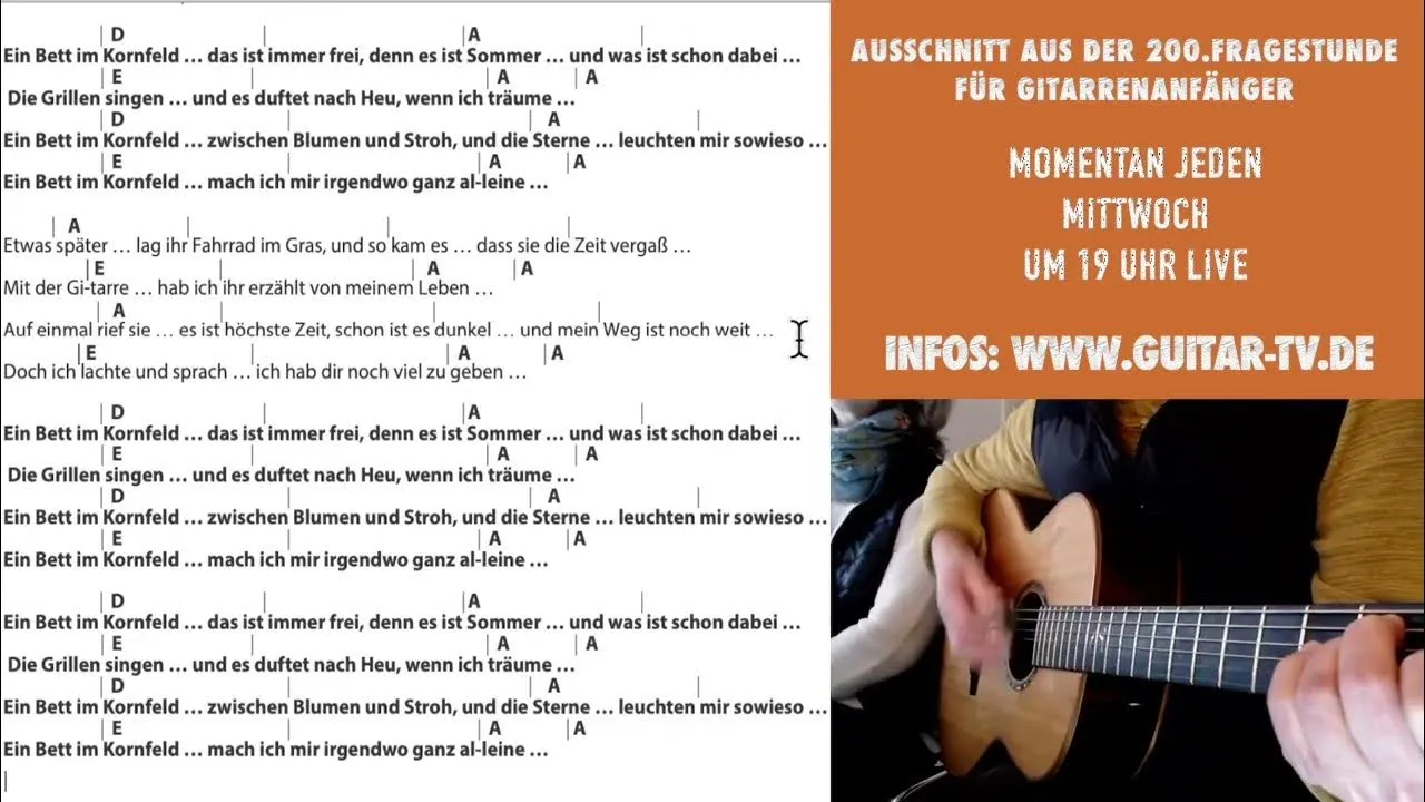 Zdjęcie Ein Bett im Kornfeld auf Gitarre spielen – Akkorde und Tipps für dich