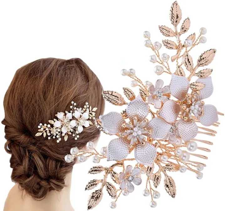 modne ozdoby do włos&oacute;w na ślub perły i motywy botaniczne