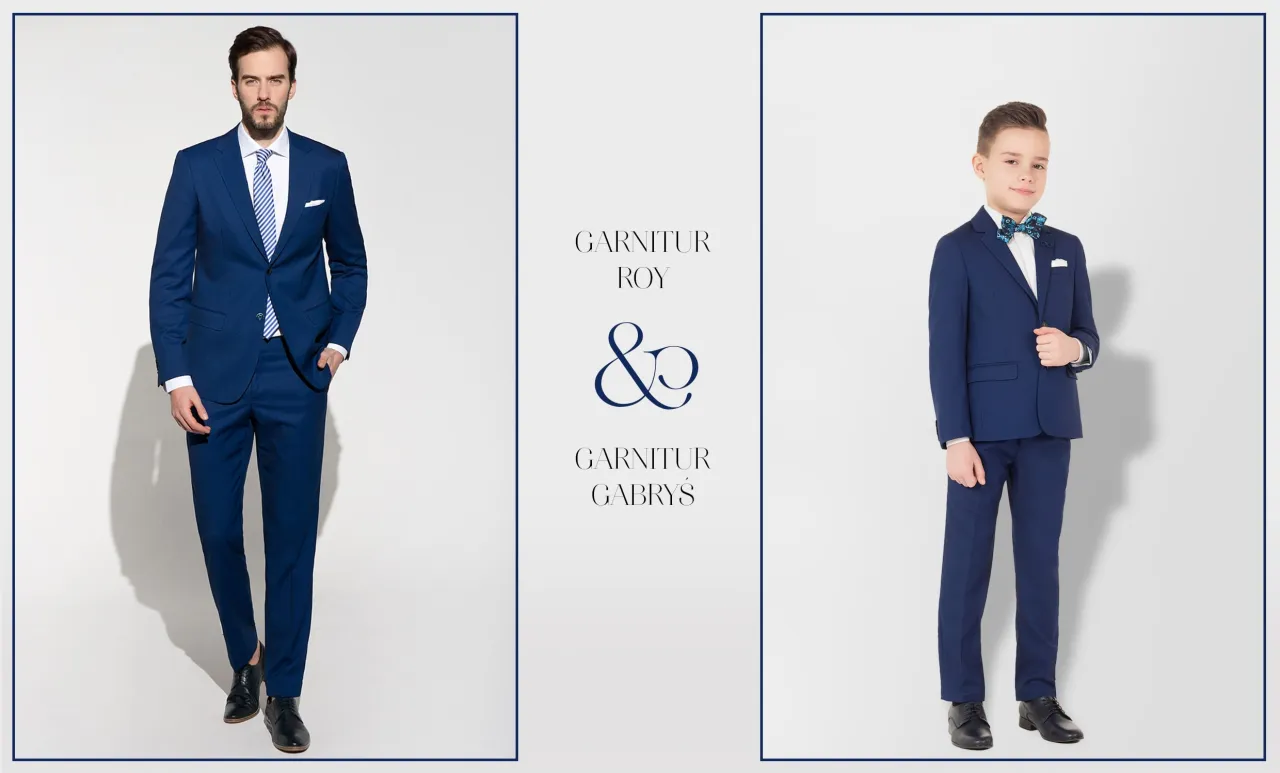 elegancki str&oacute;j na komunię dla taty garnitur zestaw koordynowany