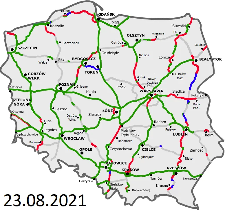 Mapa autostrad w Polsce