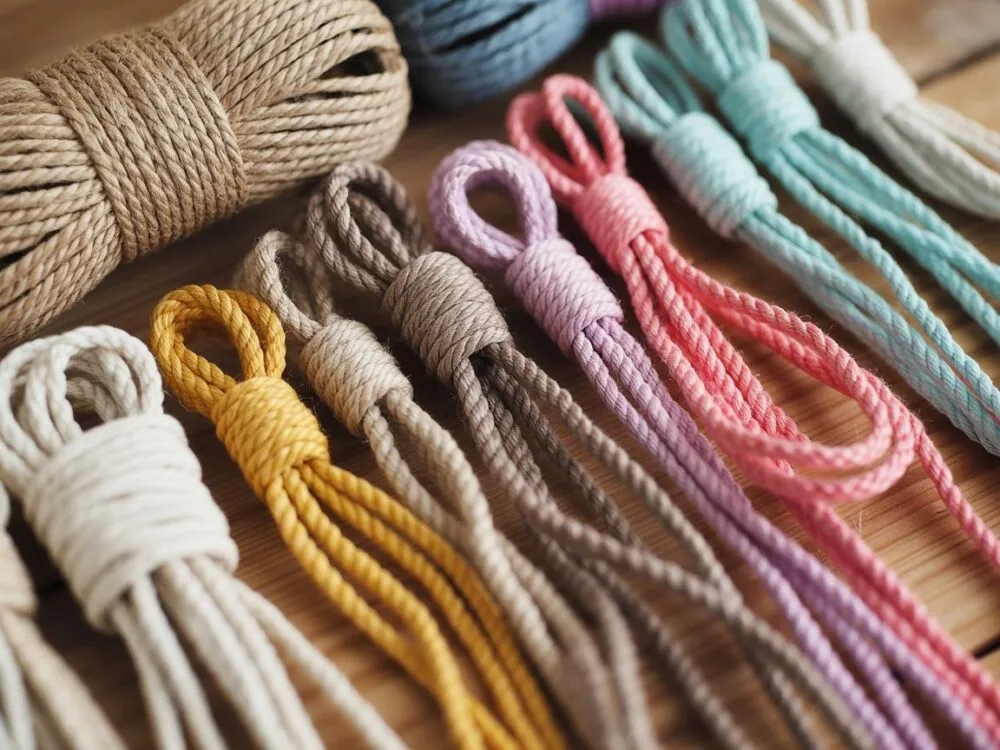 różne rodzaje sznurków makramowych bawełniany pleciony skręcany juta