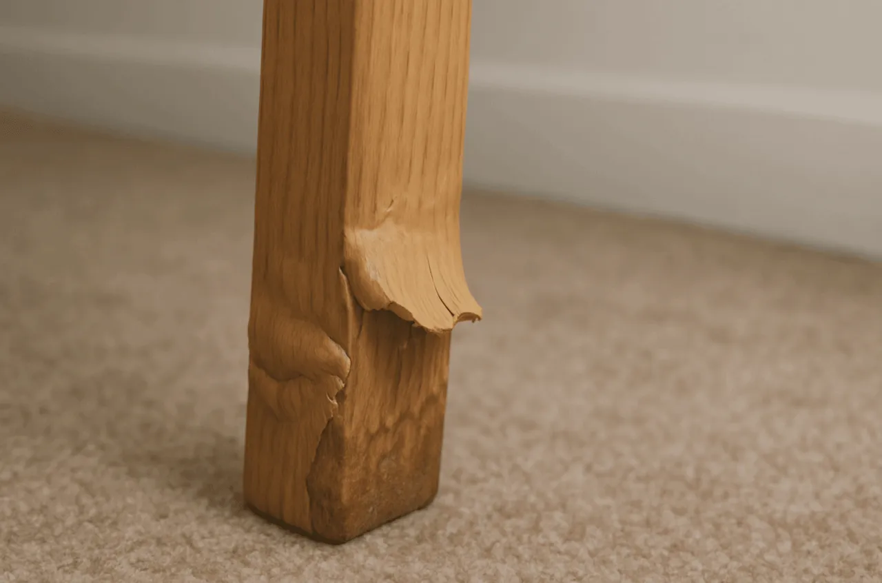 Spuchnięta szafka łazienkowa uszkodzenia wilgocią