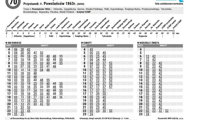 Rozkład jazdy MPK Łódź strona internetowa