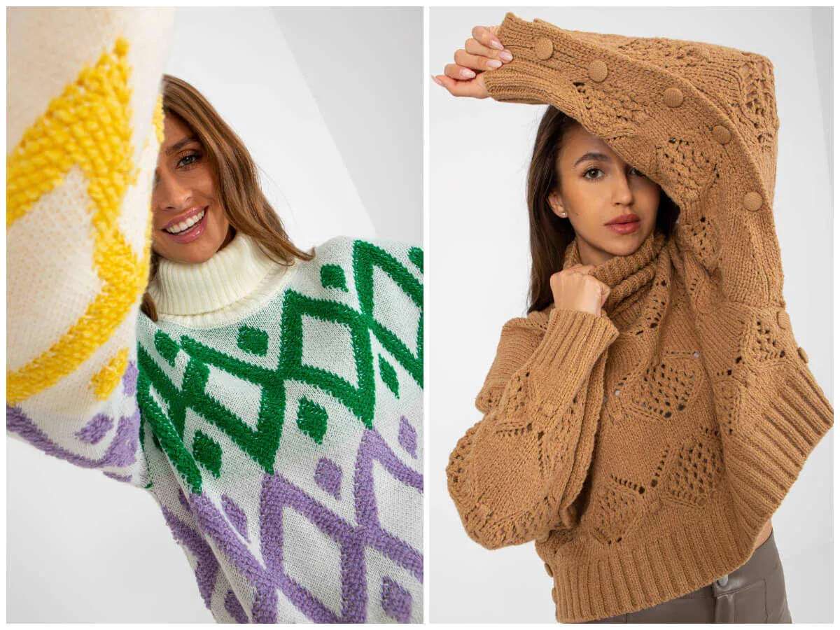 R&oacute;żne style golf&oacute;w na swetrach, inspiracje dziergane golfy