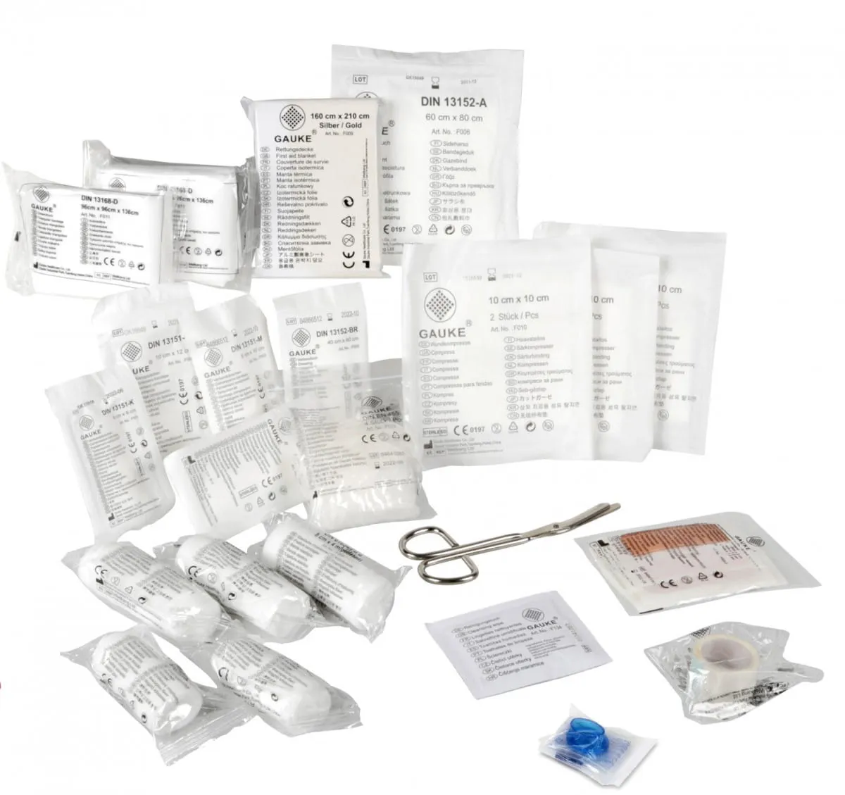 przykładowa apteczka samochodowa DIN 13164