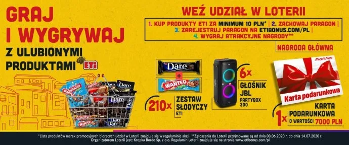 przykłady produkt&oacute;w z kodami loterii promocyjnych