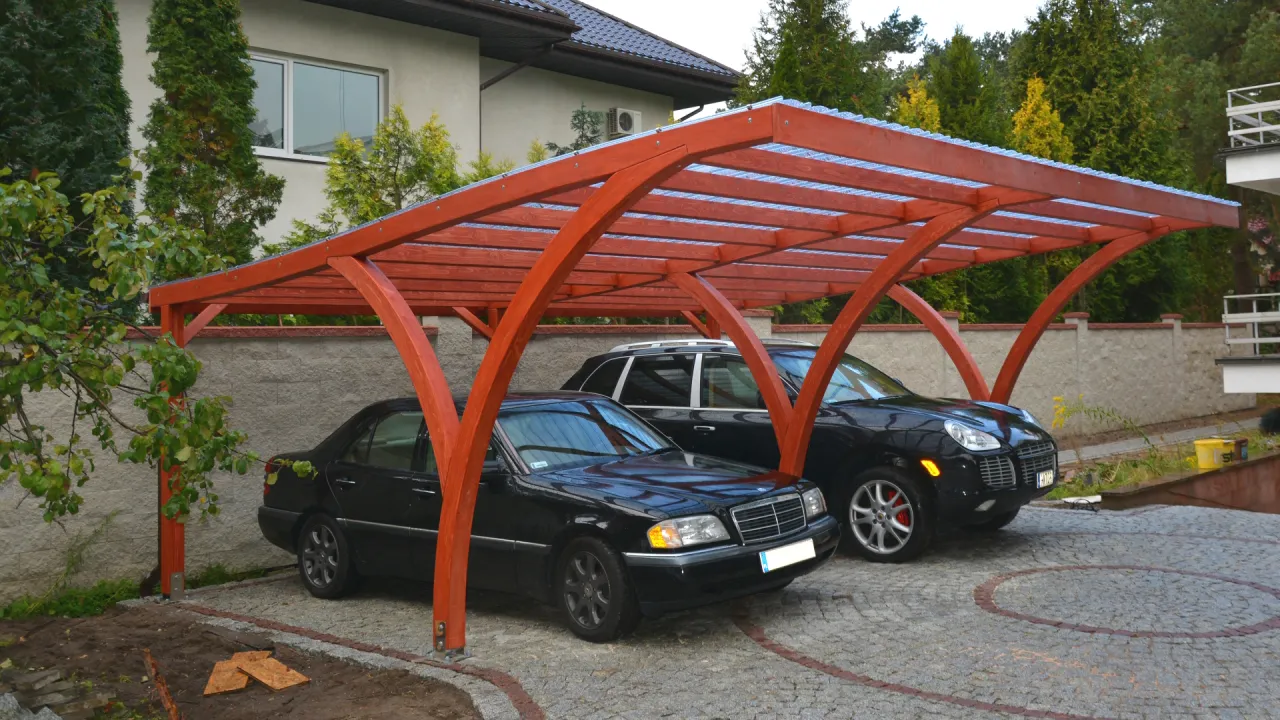 wiata garażowa na kotwach regulowanych