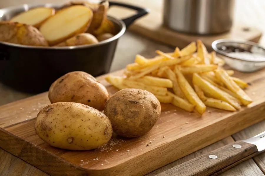 najlepsze ziemniaki na frytki, krojenie ziemniak&oacute;w na frytki