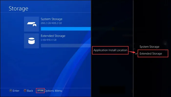 PS4 ustawienia zarządzanie pamięcią masową