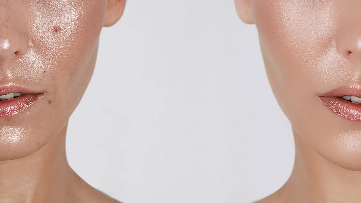 Kobieta z cerą tłustą w strefie T