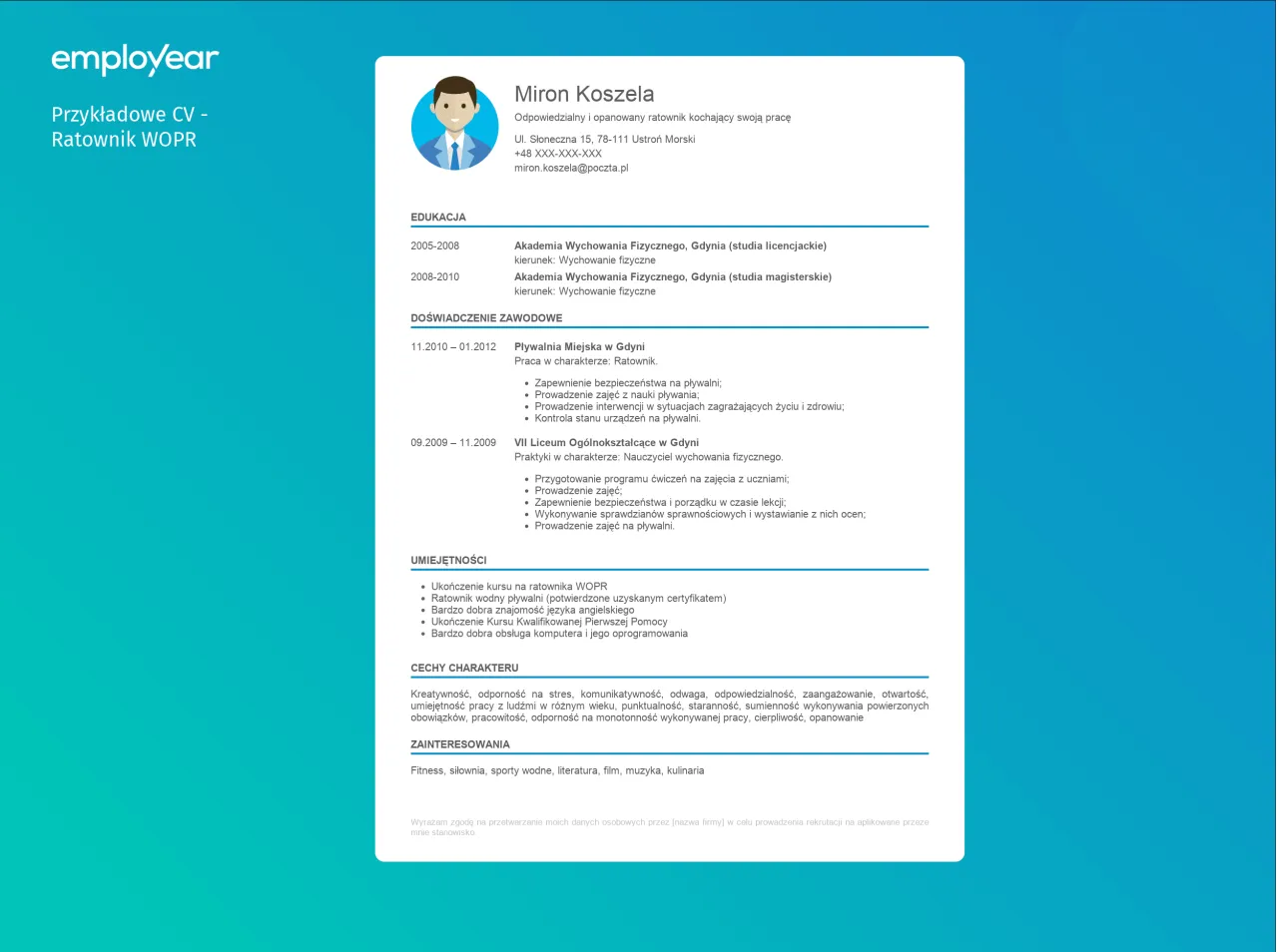 CV ze znakiem wodnym przykład