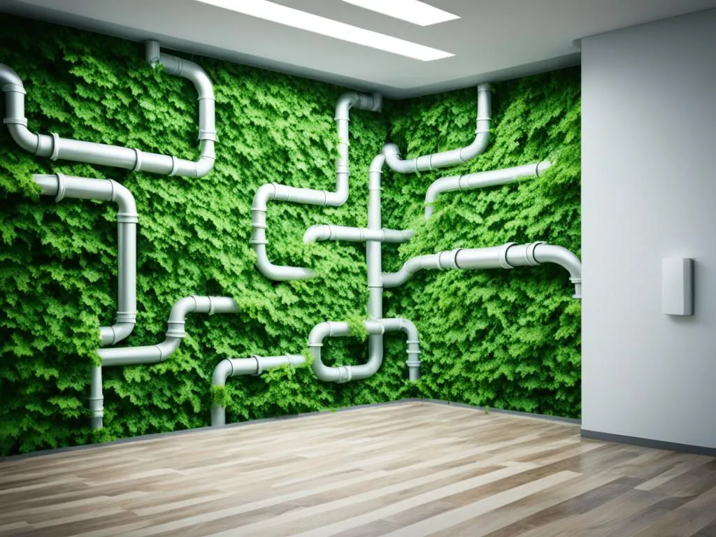 kreatywne ukrycie rur klimatyzacji roślinami lub w stylu loft