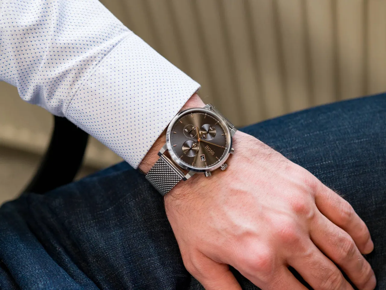 Męski zegarek Hugo Boss na bransolecie elegancki