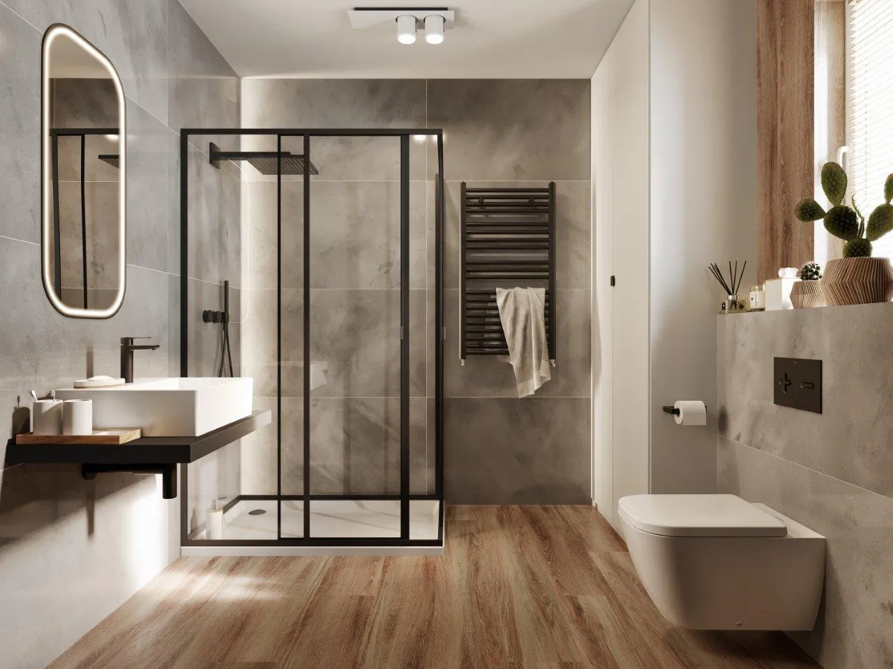 Panele winylowe na płytkach w łazience