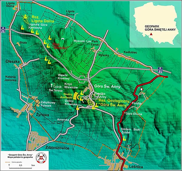 G&oacute;ra Świętej Anny mapa lokalizacja