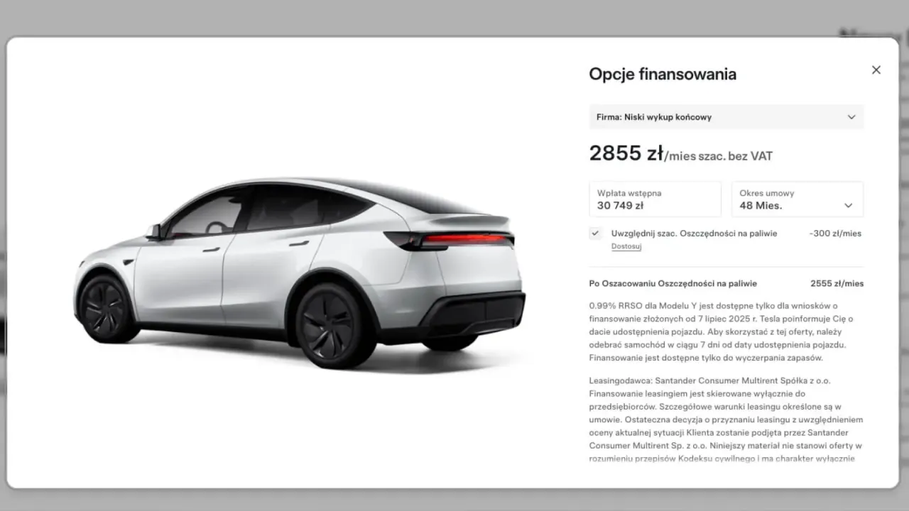 Leasing Tesla Model Y kalkulator