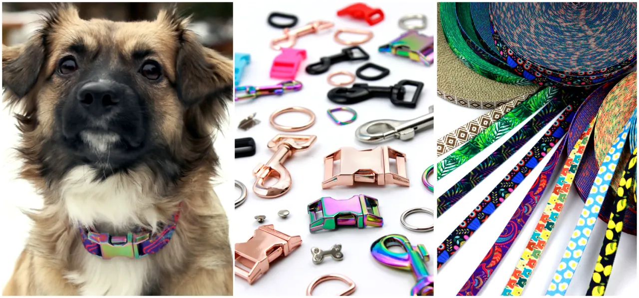 materiały do szycia obroży dla psa taśma nośna okucia tkanina