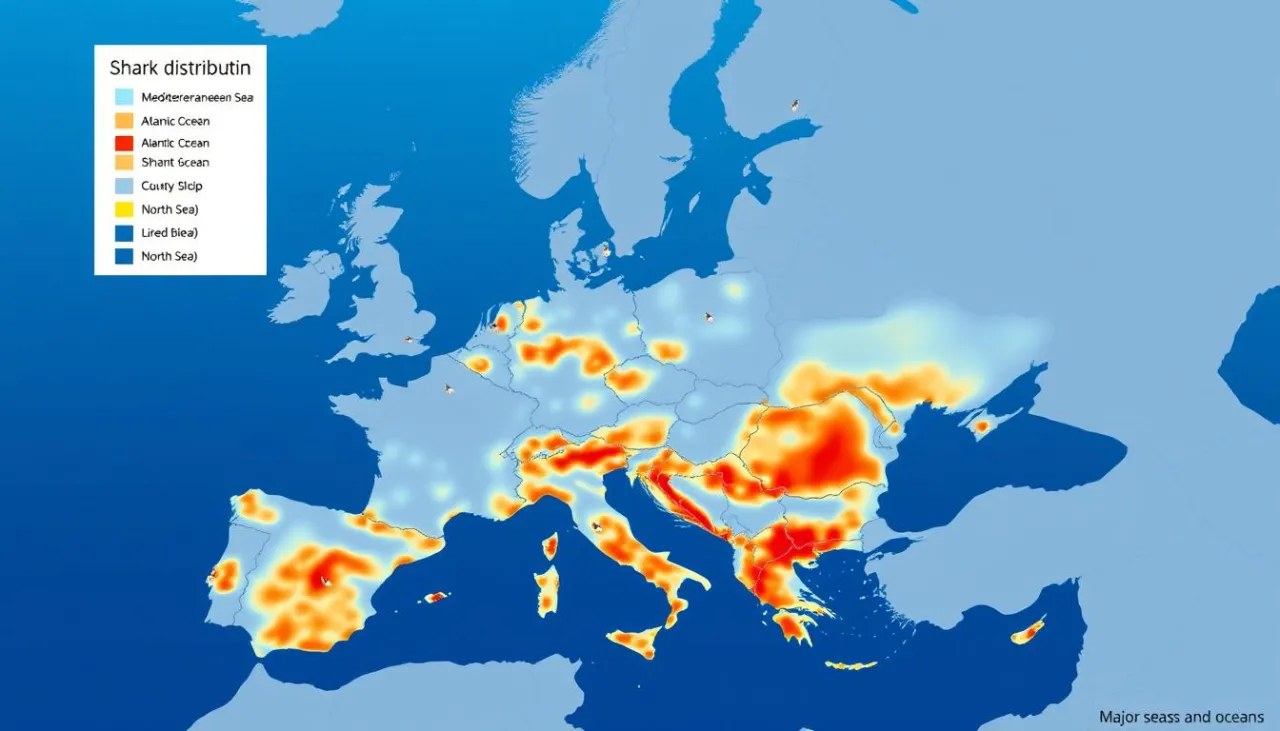 Mapa Morza Śródziemnego obszary występowania rekinów