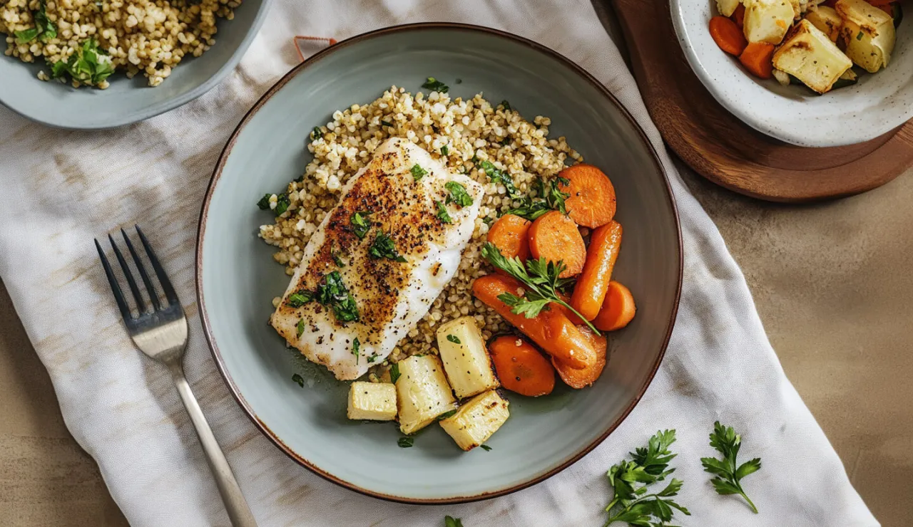 pieczony dorsz z warzywami