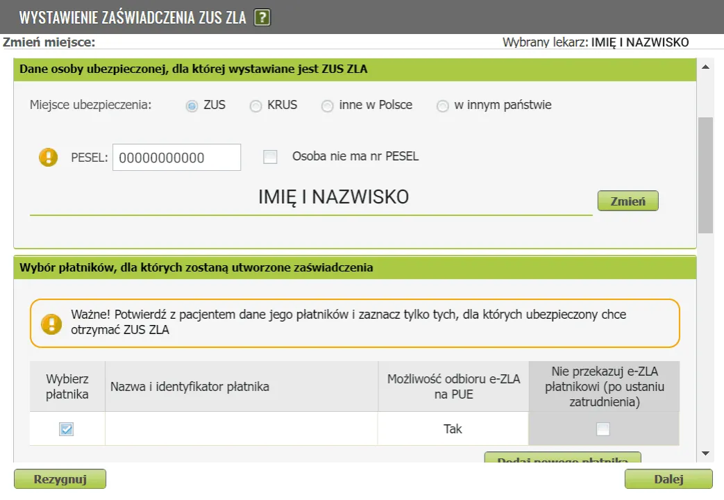 lekarz wystawia e-ZLA po ustaniu zatrudnienia