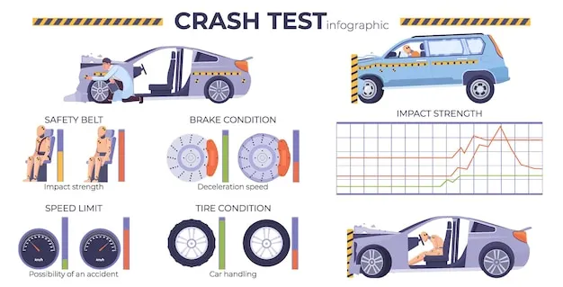 infografika siły zderzenia pasy bezpieczeństwa