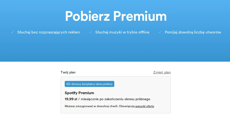 Spotify Premium oficjalny okres próbny