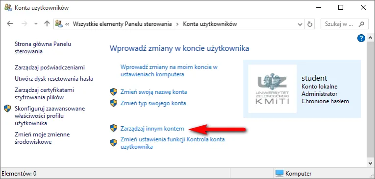 Windows 10 Panel Sterowania Konta użytkownik&oacute;w