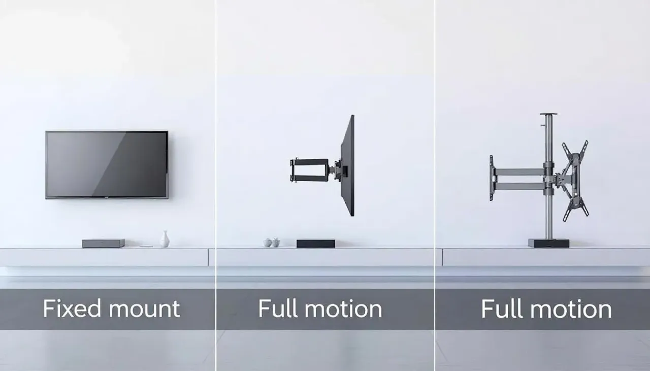 Types of TV mounts fixed tilt full motion