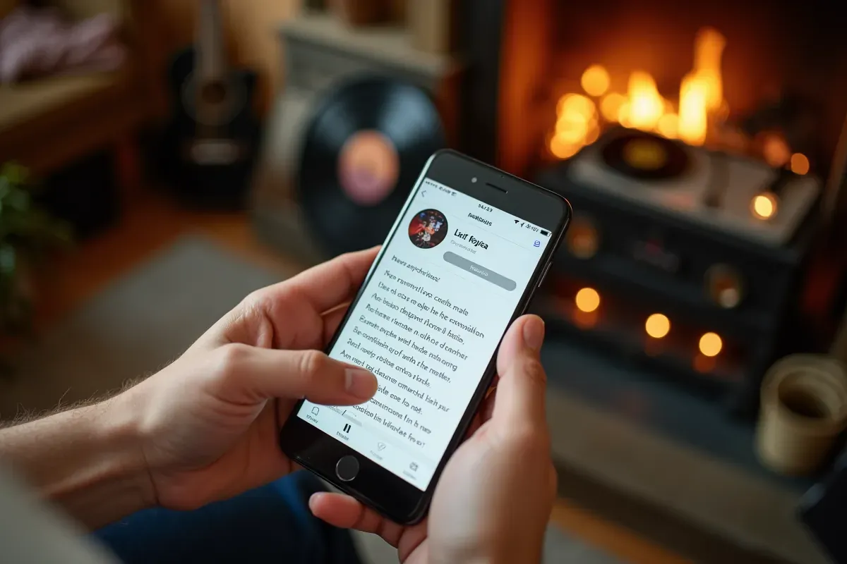 Na ekranie telefonu widać tekst piosenki i zdjęcie artysty. Kto to śpiewa? To Lief Kojeea.