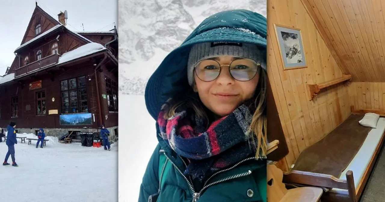 Turysta rozmawia z obsługą schroniska