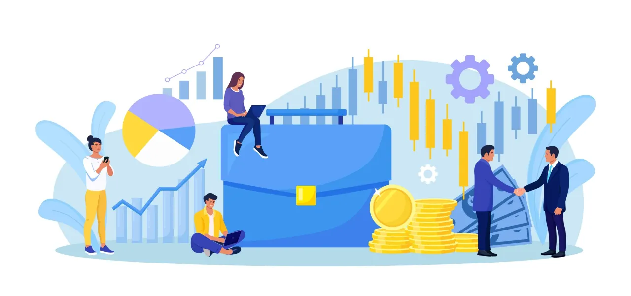 Biznesmeni analizują wykresy i dane, by zrozumieć, roi co to jest i jak zwiększyć zyski.