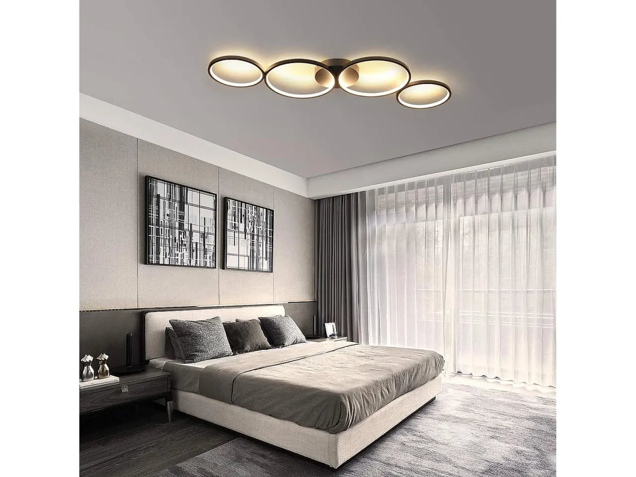 sypialnia z ciepłym oświetleniem 3000K