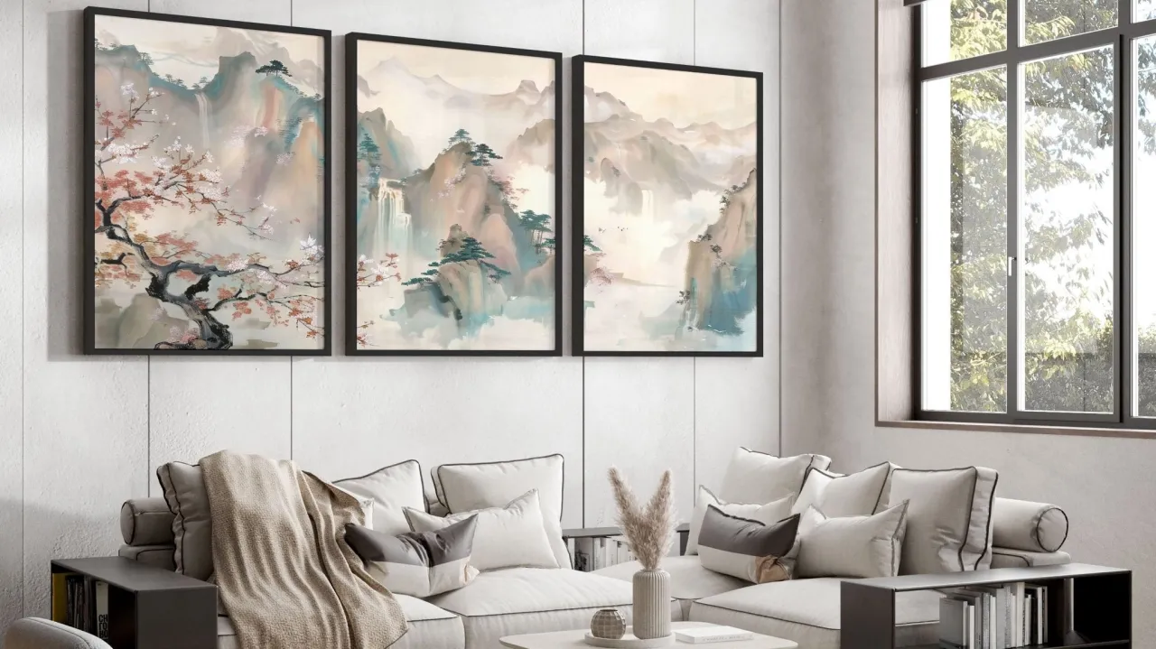 nowoczesne obrazy do salonu nad kanapę, galeria ścienna inspiracje