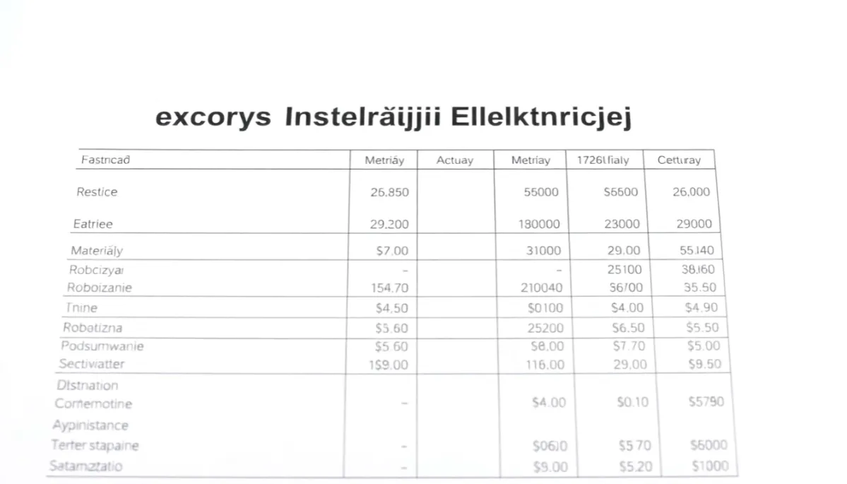 cennik usług elektrycznych przykładowe prace