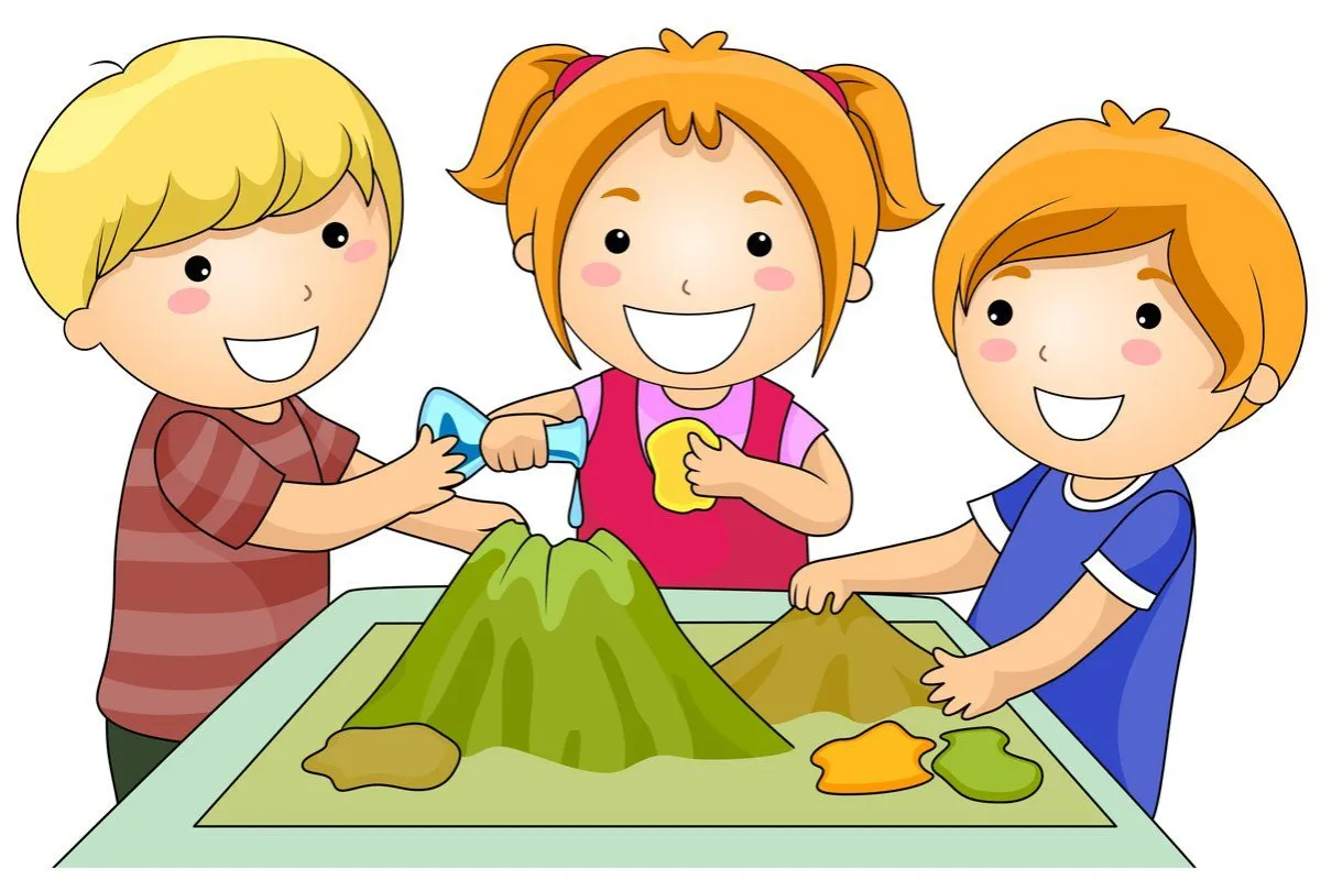 dziecko robiące wulkan z ziemniaka