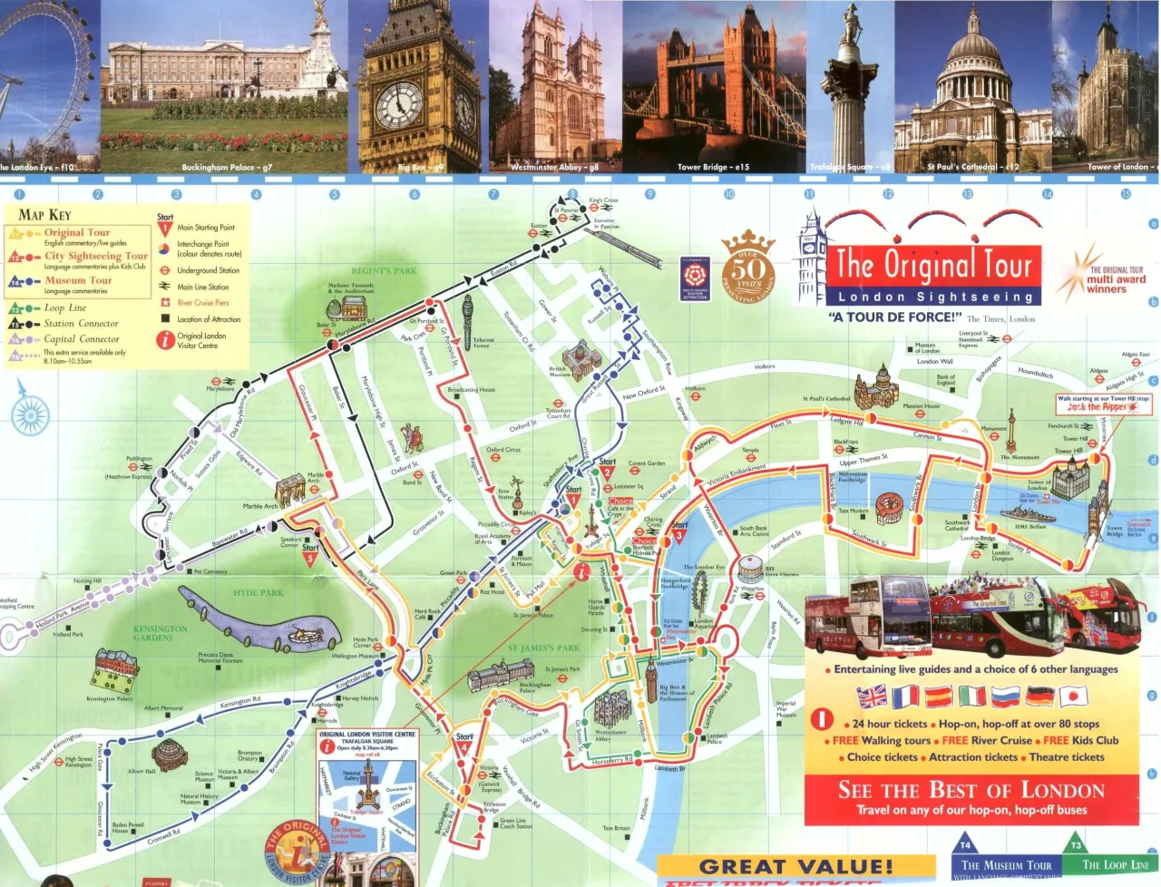 Mapa dzielnic Londynu z zaznaczonymi atrakcjami