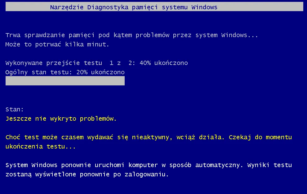Diagnostyka Pamięci Systemu Windows mdsched.exe