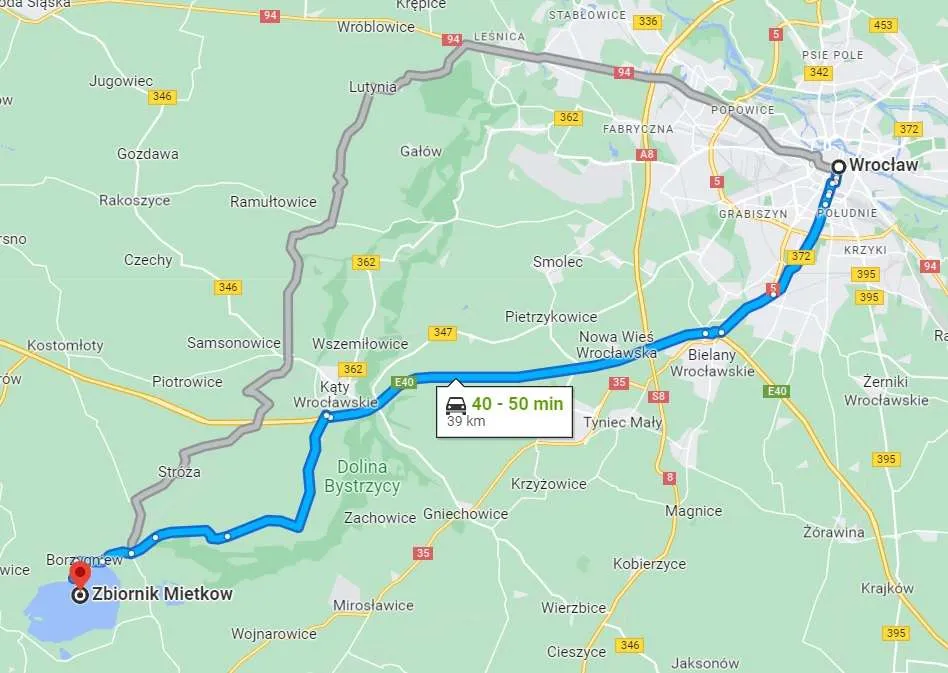 Mapa jezior Dolny Śląsk