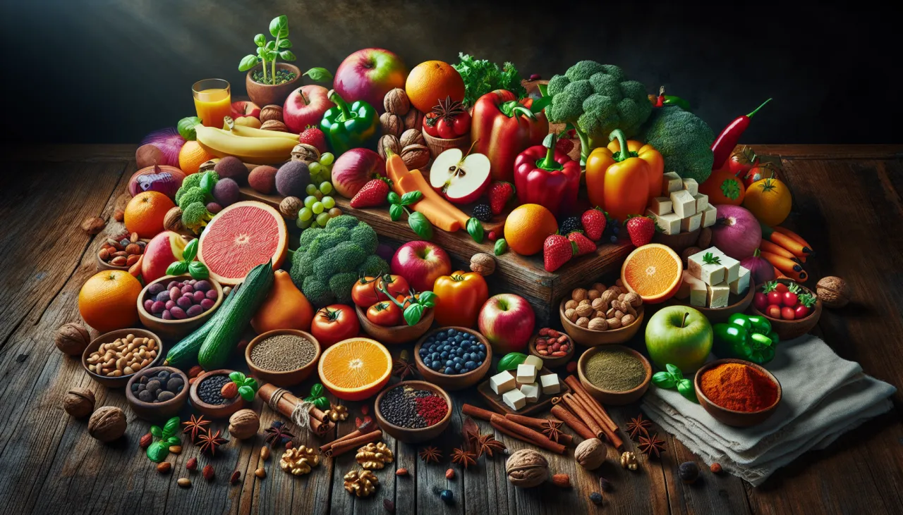 zdrowa dieta wegetariańska różnorodne warzywa owoce
