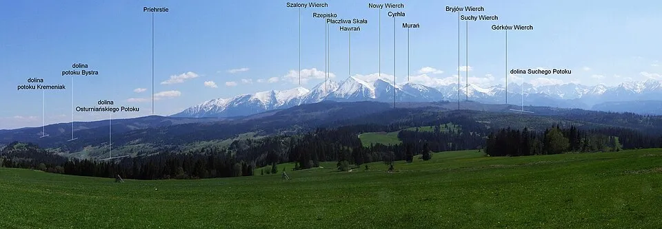 Panorama Tatr z Przełęczy nad Łapszanką