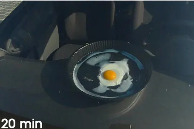 surowe jajko wlewane do chłodnicy samochodu