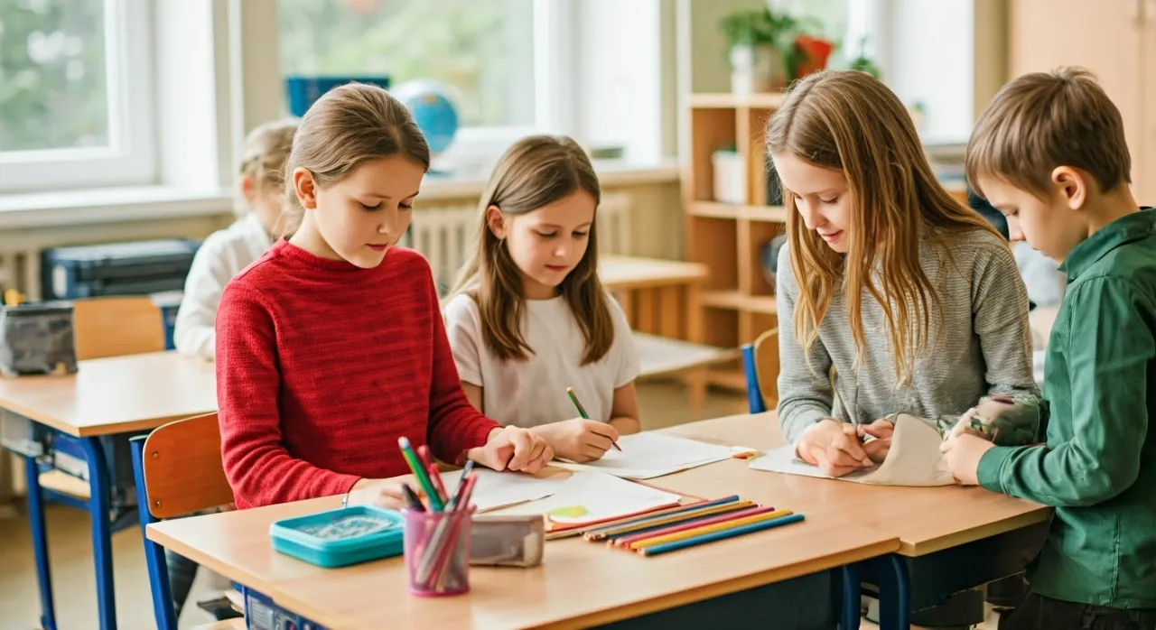 uczniowie w szkole r&oacute;żni wiek