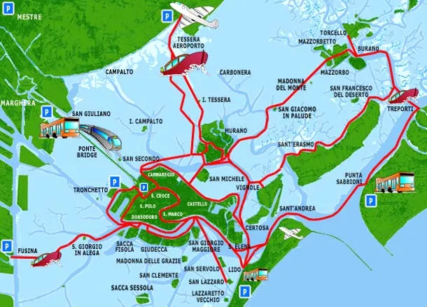 Mapa Wenecji i Laguny Weneckiej