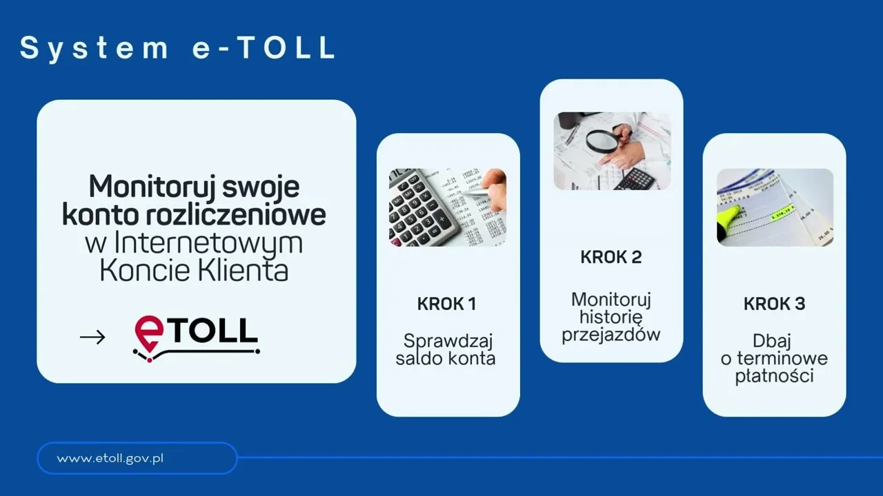 Zrzut ekranu z interfejsu Internetowego Konta Klienta e-TOLL