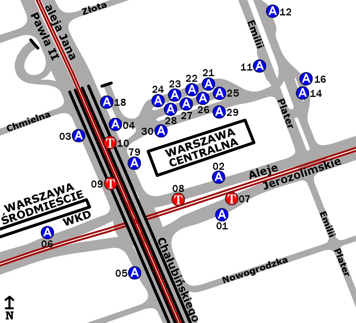 Mapa Dworzec Centralny przystanek 700 Marriott Rotunda