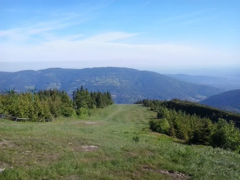 Szlak zielony Skrzyczne Przełęcz Becyrek widoki