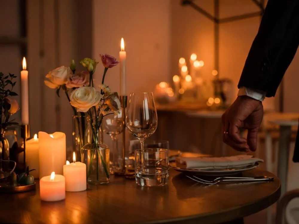 elegancka para po 60-tce świętująca rocznicę ślubu w restauracji