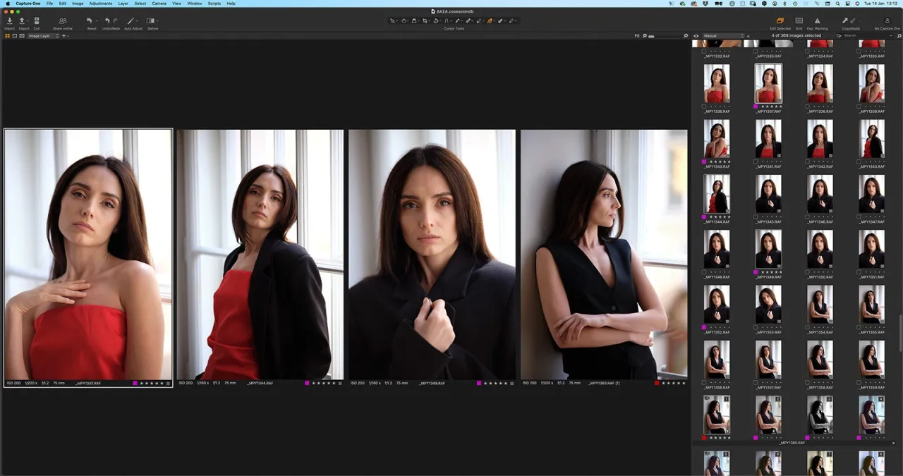 Fotograf obrabia zdjęcia na komputerze